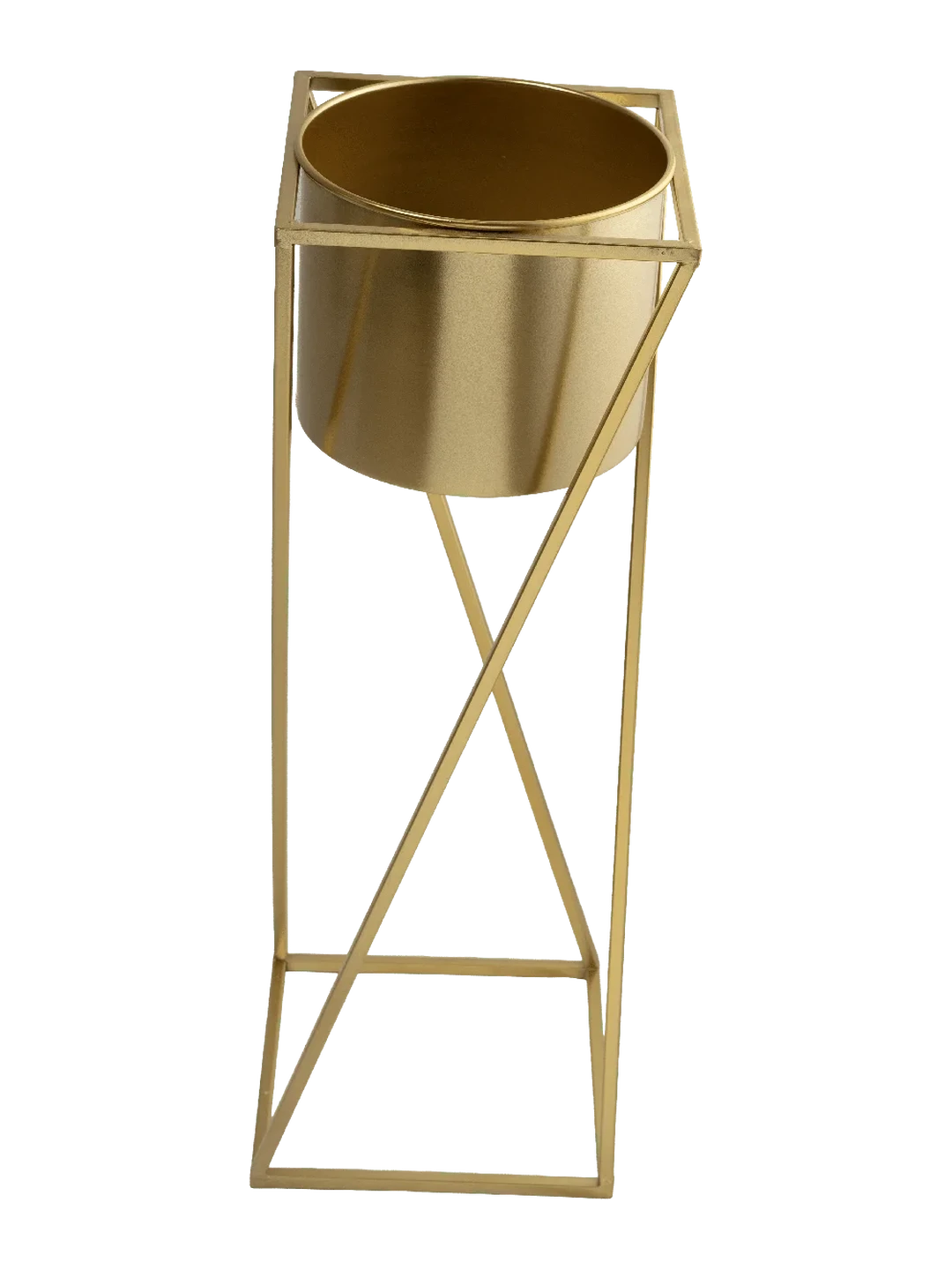 Crisscross Planter Stand Grand (Antique Gold) — decorative vessel by VYNE