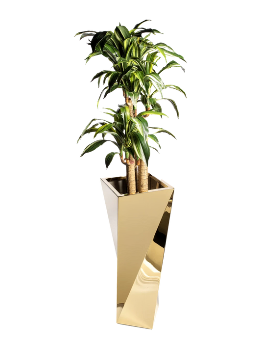 Grand Twist Taper Planter (Mirror Gold) — decorative vessel by VYNE