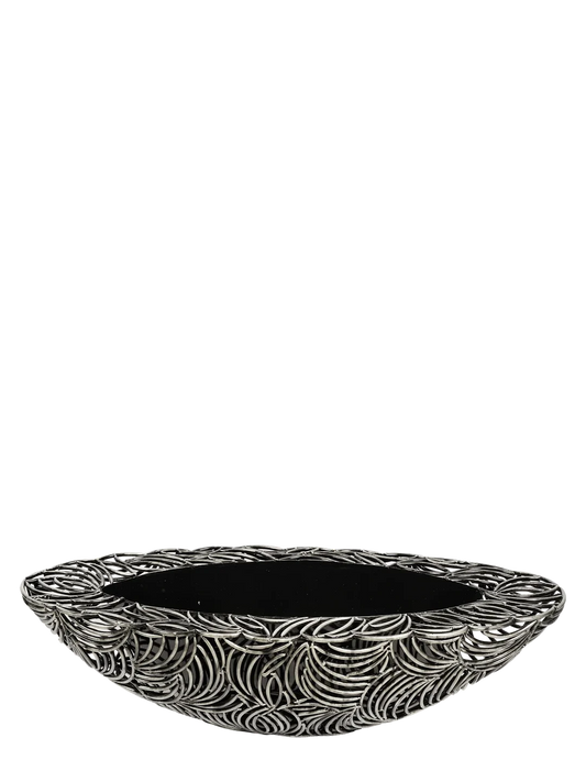 Grand Harvest Weave Trough Bowl (Weathered Zinc) — decorative vessel by VYNE