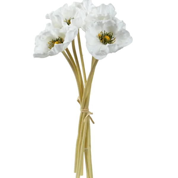 Artificial Poppy Flower — Pure Snow White Bunch | Vyne