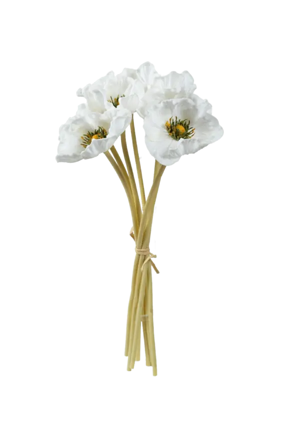 Artificial Poppy Flower — Pure Snow White Bunch | Vyne