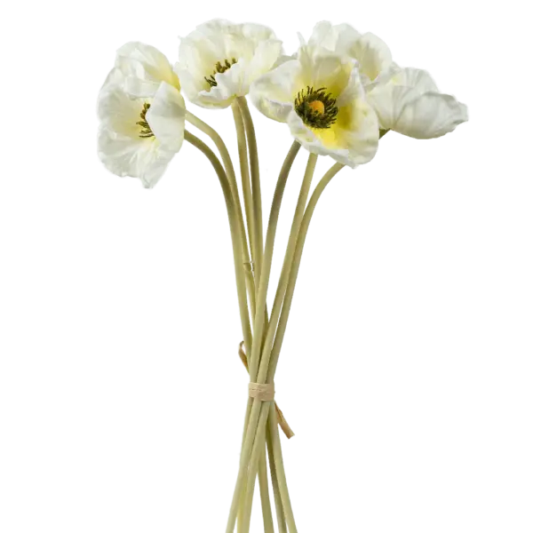 Artificial Poppy Flower — Ivory Cream Bunch | Vyne Boutique