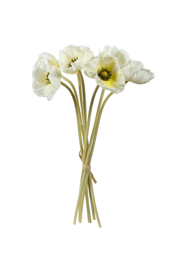 Artificial Poppy Flower — Ivory Cream Bunch | Vyne Boutique