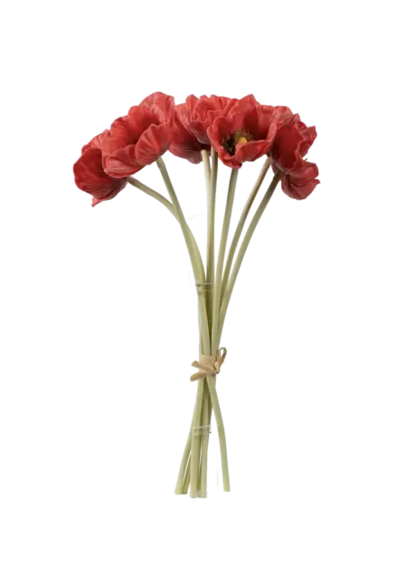 Artificial Poppy Flower — Crimson Petal Red Bunch | Vyne