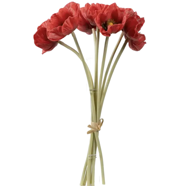 Artificial Poppy Flower — Crimson Petal Red Bunch | Vyne