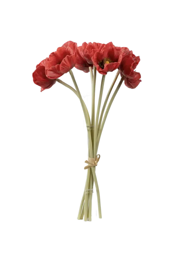 Artificial Poppy Flower — Crimson Petal Red Bunch | Vyne