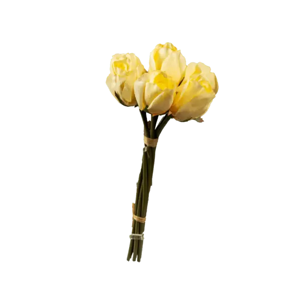 Artificial Rose Bunch — Lemon Silk Yellow | Vyne Boutique