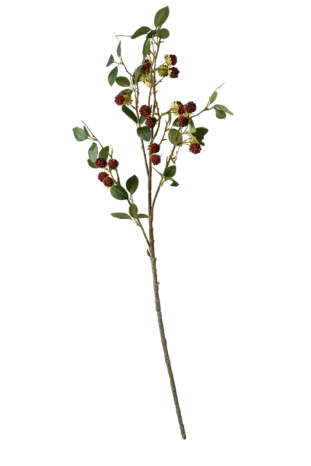 Artificial Berry Stem — Deep Bramble Red Rubus Spray | Vyne