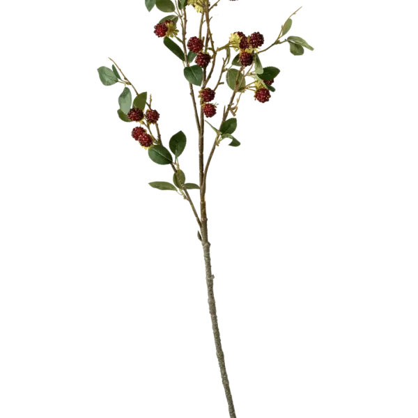 Artificial Berry Stem — Deep Bramble Red Rubus Spray | Vyne