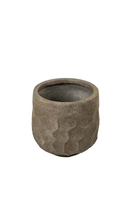 Midi Facet Drum Planter (Stone Ash) | Vyne Boutique