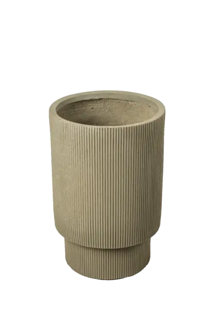 Midi Ribbed Column Planter (Sandstone Matte) | Vyne Boutique
