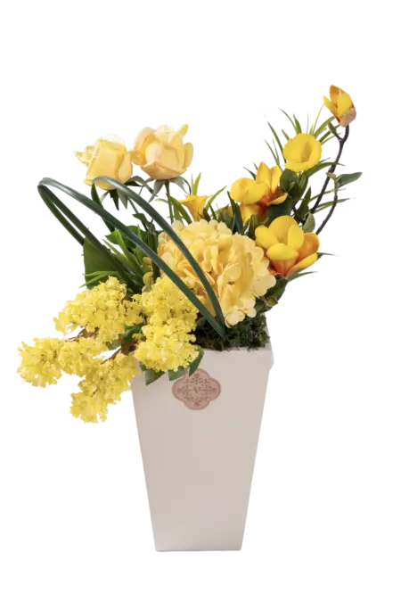 Sunlit Joy Bouquet — Artificial Yellow Floral Arrangement | Vyne