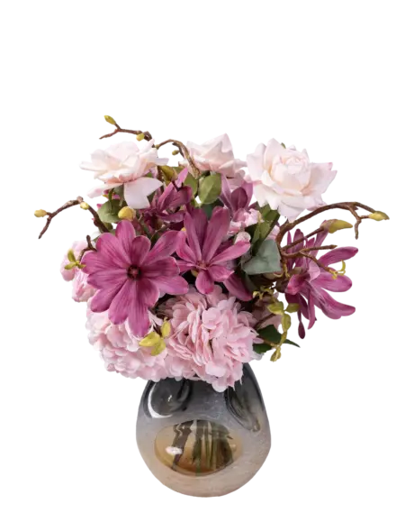 Rose Reverie — Artificial Pink Rose and Magnolia Arrangement | Vyne