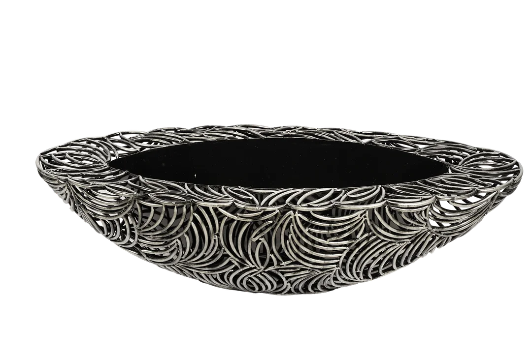Grand Harvest Weave Trough Bowl (Weathered Zinc) | Vyne Grand Harvest Weave Trough Bowl — Weathered Zinc | Vyne Boutique