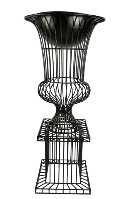 Ribbed Wire Urn — Black Powder Coat | Vyne Boutique
