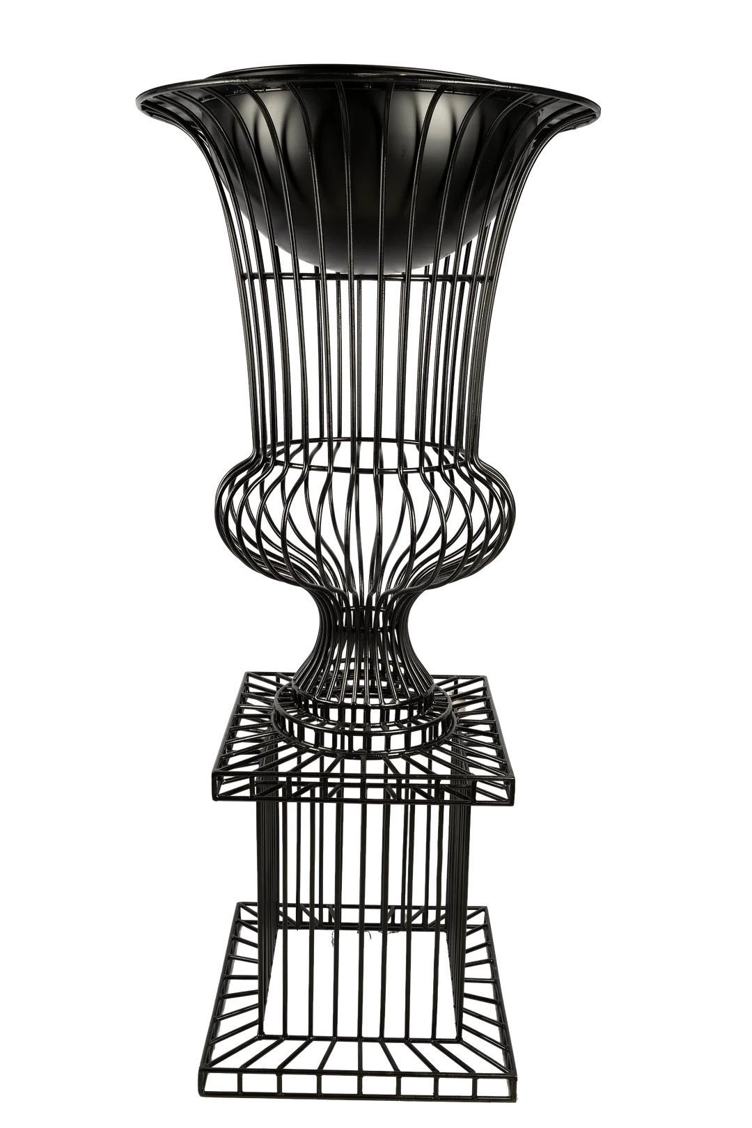 Ribbed Wire Urn (Black Powder Coat) | Vyne Ribbed Wire Urn — Black Powder Coat | Vyne Boutique