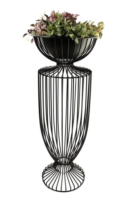 Grand Wire Pedestal Urn — Black Powder Coat | Vyne Boutique