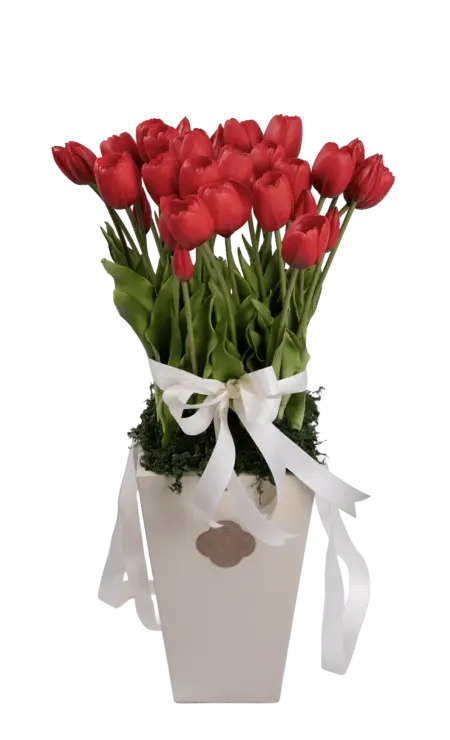 Scarlet Poise — Artificial Red Tulip Arrangement | Vyne